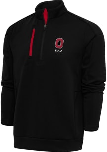 Antigua Ohio State Buckeyes Mens Black Dad Generation Long Sleeve Qtr Zip Pullover