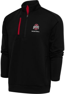 Antigua Ohio State Buckeyes Mens Black Basketball Generation Long Sleeve Qtr Zip Pullover