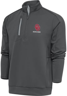 Antigua Oklahoma Sooners Mens Anthracite Soccer Generation Long Sleeve Qtr Zip Pullover