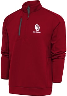 Antigua Oklahoma Sooners Mens Red Soccer Generation Long Sleeve Qtr Zip Pullover