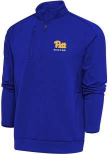 Antigua Pitt Panthers Mens Blue Soccer Generation Long Sleeve Qtr Zip Pullover
