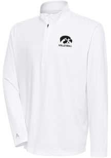 Antigua Iowa Hawkeyes Mens White Volleyball Tribute Long Sleeve Qtr Zip Pullover