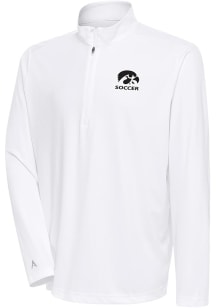 Antigua Iowa Hawkeyes Mens White Soccer Tribute Long Sleeve Qtr Zip Pullover