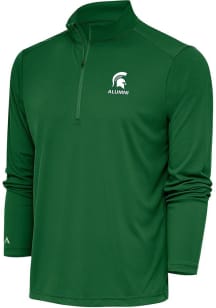 Antigua Michigan State Spartans Mens Green Alumni Tribute Long Sleeve Qtr Zip Pullover