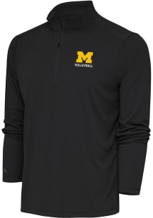 Antigua Michigan Wolverines Mens Grey Volleyball Tribute Long Sleeve Qtr Zip Pullover