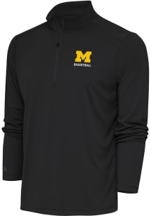 Antigua Michigan Wolverines Mens Grey Basketball Tribute Long Sleeve Qtr Zip Pullover
