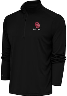 Antigua Oklahoma Sooners Mens Black Soccer Tribute Long Sleeve Qtr Zip Pullover