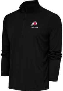 Antigua Utah Utes Mens Black Football Tribute Long Sleeve Qtr Zip Pullover