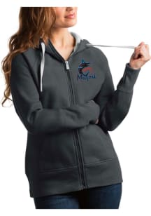 Antigua Miami Marlins Womens Charcoal Victory Full Long Sleeve Full Zip Jacket