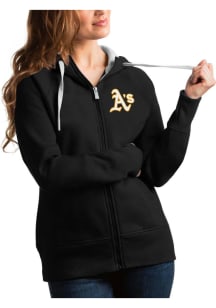 Antigua Oakland Athletics Womens Black Victory Full Long Sleeve Full Zip Jacket