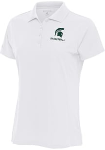 Antigua Michigan State Spartans Womens White Basketball Legacy Pique Short Sleeve Polo Shirt