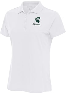 Antigua Michigan State Spartans Womens White Alumni Legacy Pique Short Sleeve Polo Shirt