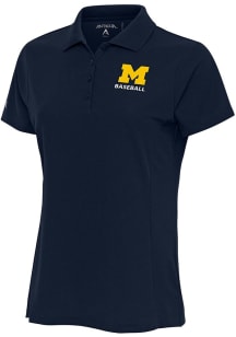 Antigua Michigan Wolverines Womens Blue Baseball Legacy Pique Short Sleeve Polo Shirt