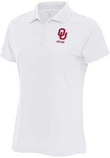 Antigua Oklahoma Sooners Womens White Mom Legacy Pique Short Sleeve Polo Shirt