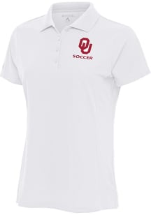 Antigua Oklahoma Sooners Womens White Soccer Legacy Pique Short Sleeve Polo Shirt
