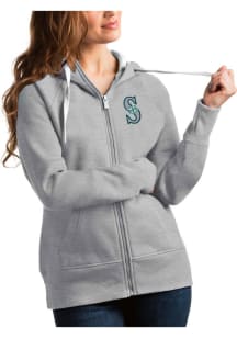 Antigua Seattle Mariners Womens Grey Victory Full Long Sleeve Full Zip Jacket