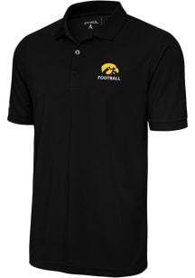 Antigua Iowa Hawkeyes Mens Black Football Legacy Pique Short Sleeve Polo