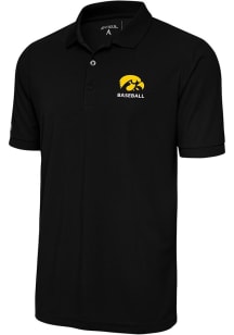 Antigua Iowa Hawkeyes Mens Black Baseball Legacy Pique Short Sleeve Polo