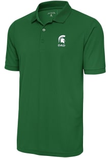 Antigua Michigan State Spartans Mens Green Dad Legacy Pique Short Sleeve Polo