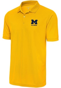 Antigua Michigan Wolverines Mens Gold Alumni Legacy Pique Short Sleeve Polo