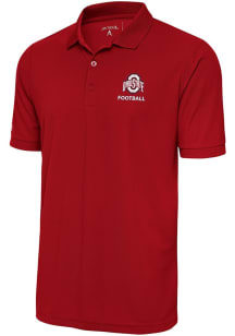 Antigua Ohio State Buckeyes Mens Red Football Legacy Pique Short Sleeve Polo