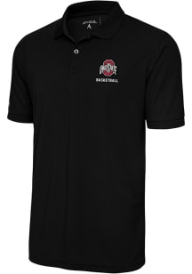 Antigua Ohio State Buckeyes Mens Black Basketball Legacy Pique Short Sleeve Polo