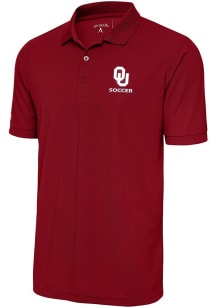 Antigua Oklahoma Sooners Mens Red Soccer Legacy Pique Short Sleeve Polo