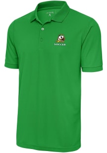 Antigua Oregon Ducks Mens Green Soccer Legacy Pique Short Sleeve Polo