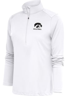 Antigua Iowa Hawkeyes Womens White Volleyball Tribute Qtr Zip Pullover