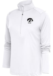 Antigua Iowa Hawkeyes Womens White Mom Tribute Qtr Zip Pullover