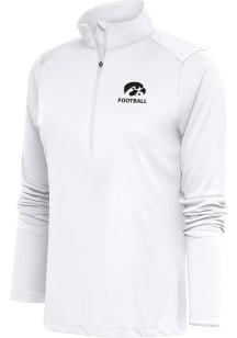 Antigua Iowa Hawkeyes Womens White Football Tribute Qtr Zip Pullover