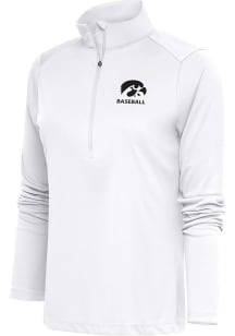 Antigua Iowa Hawkeyes Womens White Baseball Tribute Qtr Zip Pullover