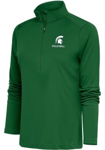 Antigua Michigan State Spartans Womens Green Volleyball Tribute Qtr Zip Pullover