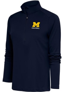 Antigua Michigan Wolverines Womens Blue Volleyball Tribute Qtr Zip Pullover