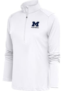 Antigua Michigan Wolverines Womens White Football Tribute Qtr Zip Pullover