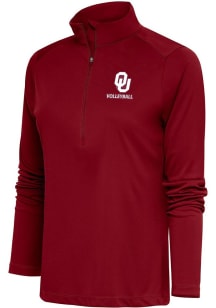 Antigua Oklahoma Sooners Womens Red Volleyball Tribute Qtr Zip Pullover