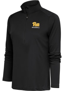 Antigua Pitt Panthers Womens Grey Baseball Tribute Qtr Zip Pullover