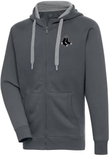 Antigua Boston Red Sox Mens Charcoal Metallic Logo Victory Long Sleeve Full Zip Jacket
