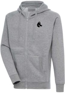 Antigua Boston Red Sox Mens Grey Metallic Logo Victory Long Sleeve Full Zip Jacket