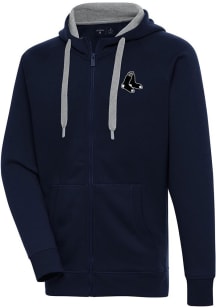 Antigua Boston Red Sox Mens Navy Blue Metallic Logo Victory Long Sleeve Full Zip Jacket