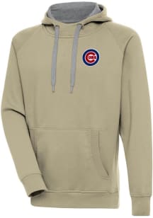 Antigua Chicago Cubs Mens Khaki Victory Long Sleeve Hoodie