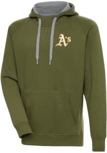 Antigua Oakland Athletics Mens Olive Victory Long Sleeve Hoodie