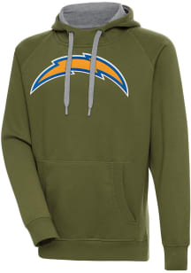 Antigua Los Angeles Chargers Mens Olive Full Front Victory Long Sleeve Hoodie