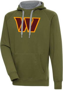 Antigua Washington Commanders Mens Olive Full Front Victory Long Sleeve Hoodie