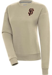 Antigua San Francisco Giants Womens Khaki Victory Crew Sweatshirt