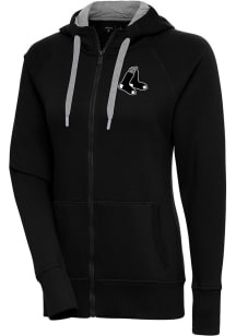 Antigua Boston Red Sox Womens Black Metallic Logo Victory Long Sleeve Full Zip Jacket