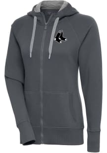 Antigua Boston Red Sox Womens Charcoal Metallic Logo Victory Long Sleeve Full Zip Jacket