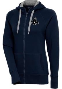 Antigua Boston Red Sox Womens Navy Blue Metallic Logo Victory Long Sleeve Full Zip Jacket