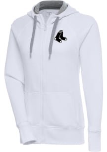 Antigua Boston Red Sox Womens White Metallic Logo Victory Long Sleeve Full Zip Jacket
