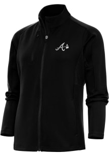 Antigua Atlanta Braves Womens Black Metallic Logo Generation Light Weight Jacket